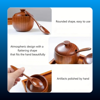 Eco-Friendly Wooden Salt Box with Spoon