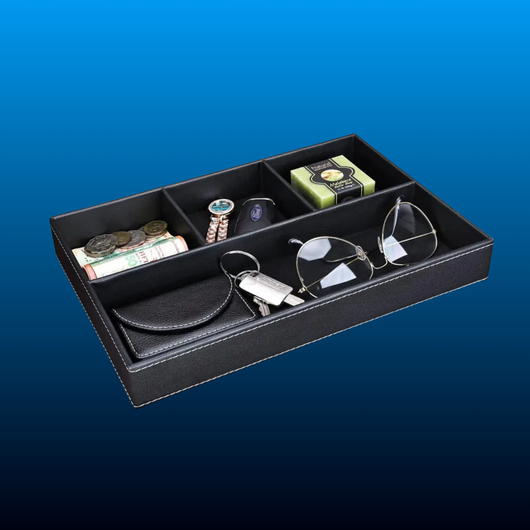 PU Leather Multi-Compartment Desktop Organizer