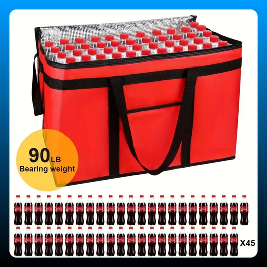 Foldable Oversized Red Cold & Heat-Resistant Insulated Bag