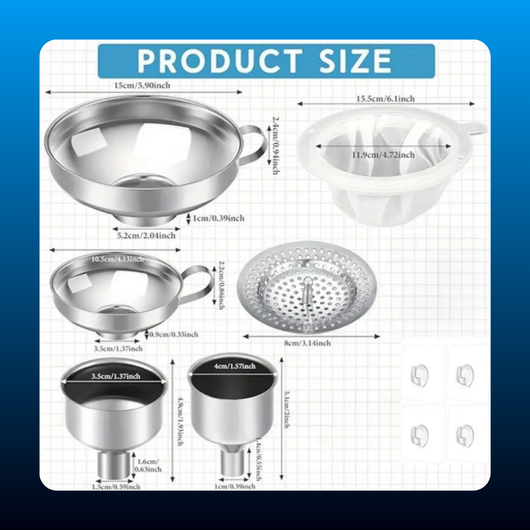 Stainless Steel Funnel Set Mason Jar