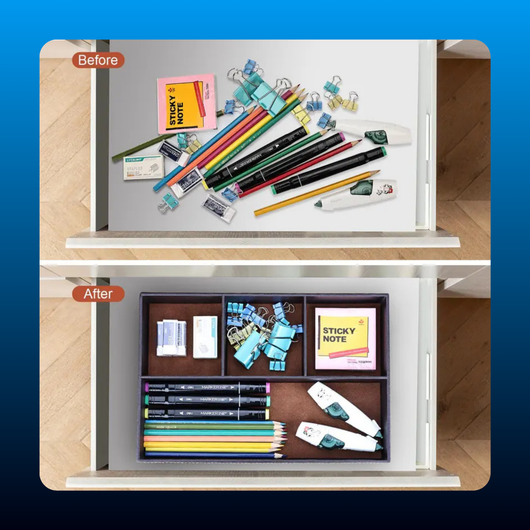 PU Leather Multi-Compartment Desktop Organizer