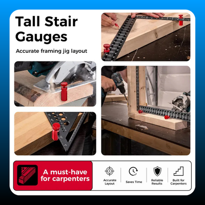 Tall Stair Gauges for Framing Square with Holder and Hook