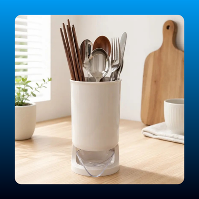 Kitchen Utensil Drying Holder with Drain Tray