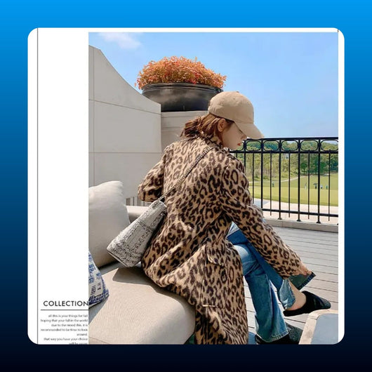 Leopard Print Long Wool Trench Coat