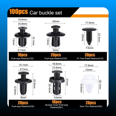 100pcs Universal Expansion Screw Clips Set
