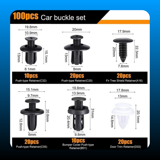 100pcs Universal Expansion Screw Clips Set