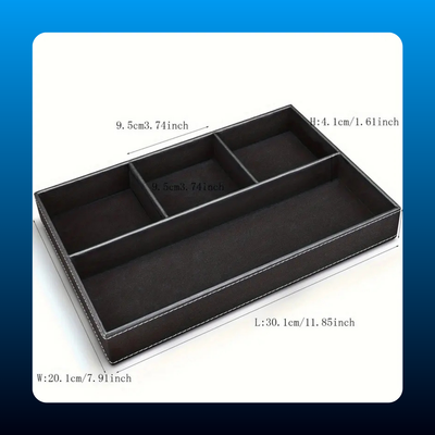 PU Leather Multi-Compartment Desktop Organizer