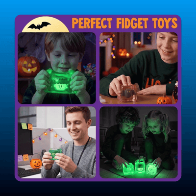 Glow-in-the-Dark Halloween Stress Cubes (4 Pack)