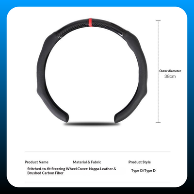 Carbon Fiber Microfiber 5D Steering Wheel Cover