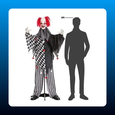 Animated Standing Evil Clown Prop