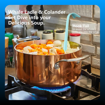 Whale-Shaped 2-in-1 Soup Ladle and Colander Set