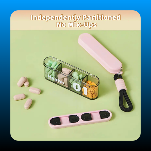 Portable Pill Dispenser with 4 Compartments (2 Pack)