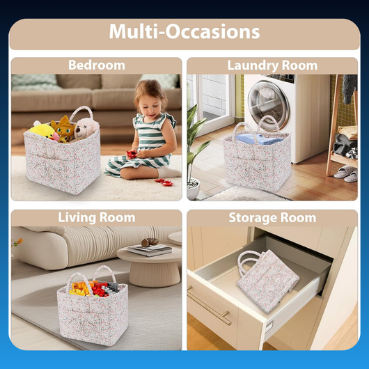Floral Foldable Cotton Storage Basket