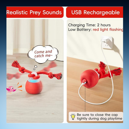 Interactive Rolling Rope Dog Toy