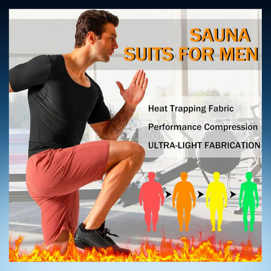 Men’s Sauna Sweat Shirt Short Sleeve Compression Workout Top
