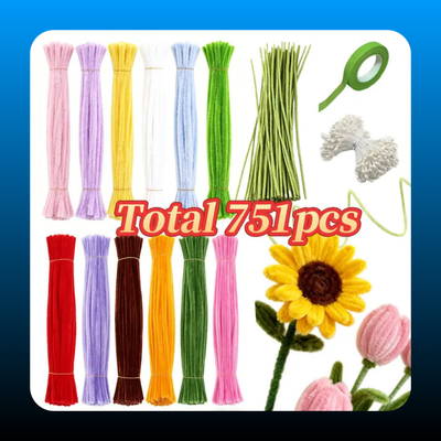 720pcs Pipe Cleaners Flowers Making Kit