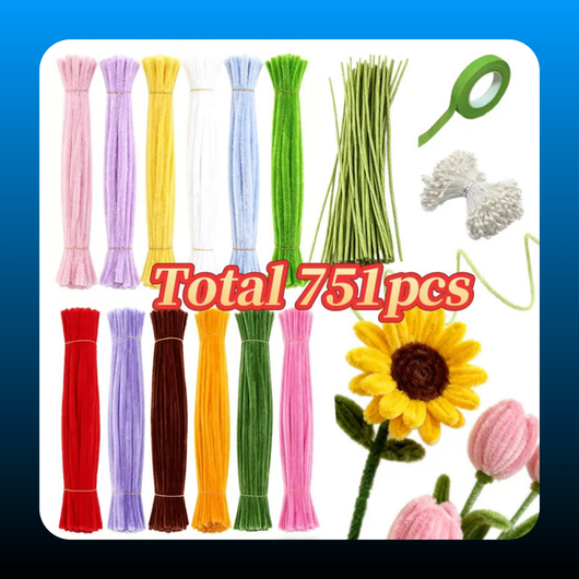 720pcs Pipe Cleaners Flowers Making Kit