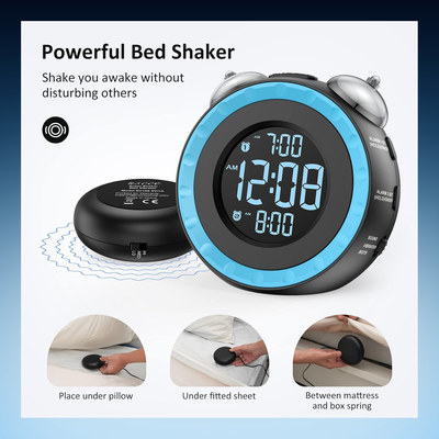 Extra Loud Alarm Clock With Bed Shaker