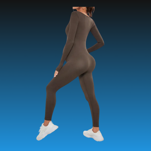 Maternity Long Sleeve Square Neck Jumpsuit