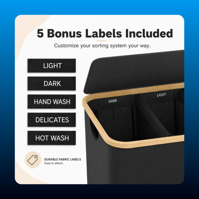 3-Section Laundry Hamper with Lid