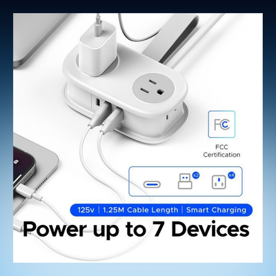Portable Travel Power Strip with USB