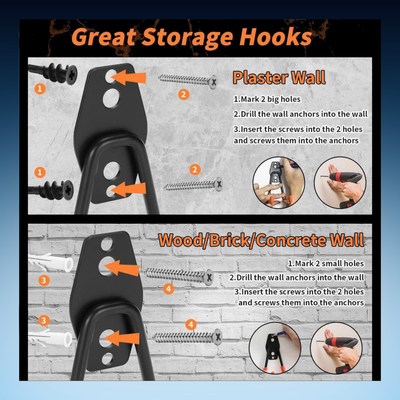 Heavy Duty Garage Wall Hooks Set