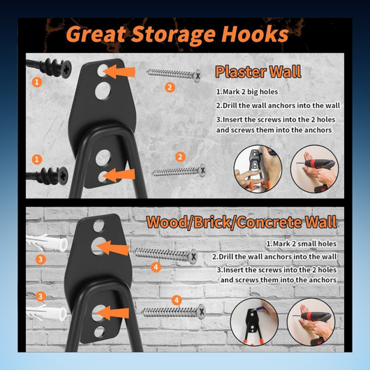Heavy Duty Garage Wall Hooks Set
