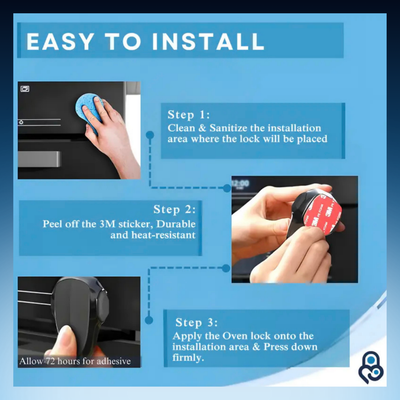 Child Safety Oven Lock - Heat-Resistant 180° Rotating Design