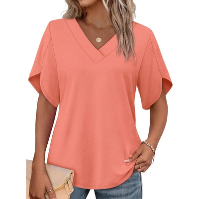 Womens Summer Short Petal Sleeve Top
