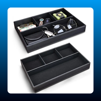 PU Leather Multi-Compartment Desktop Organizer