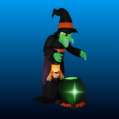 Animated Witch Over Glowing Cauldron