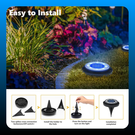 Solar Powered Outdoor Disk Lights (12 Pack)