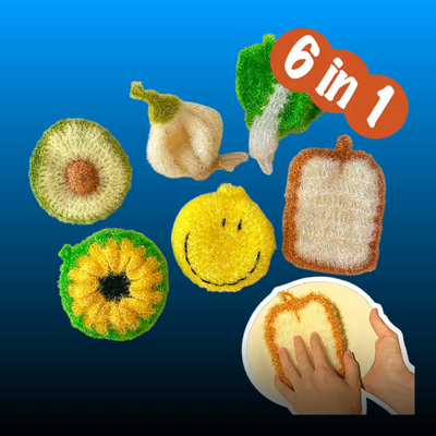 6pcs Scratch Free Hand Knitted Multipurpose Dish Scrubbers