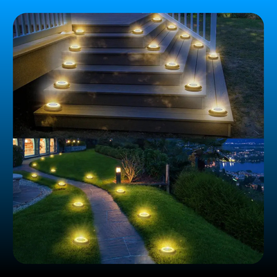 Solar Powered Outdoor Disk Lights (12 Pack)