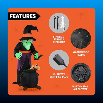 Animated Witch Over Glowing Cauldron