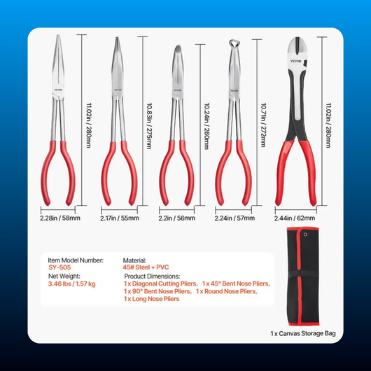 5-Piece Needle Nose Pliers Set