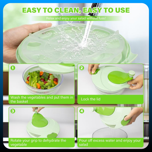 Large Vegetable Washer and Dryer with Easy Crank Handle