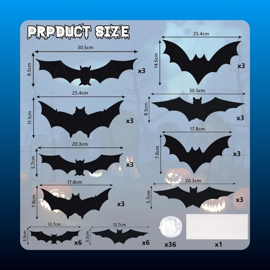3D Bat Halloween Wall Decorations (36 Piece)