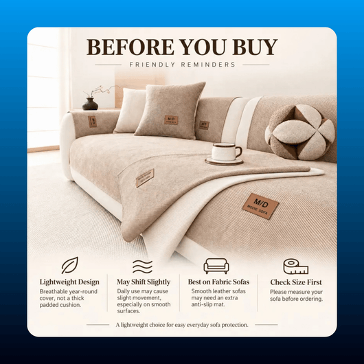 Chenille Sofa Cover Pad, Machine Washable