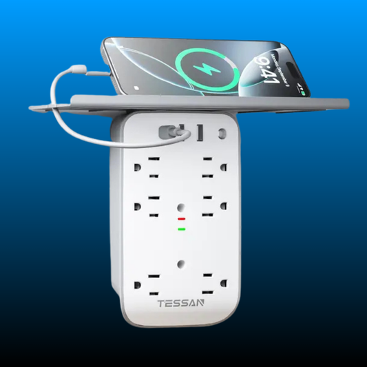 Bathroom Wall Outlet Extender with Shelf & Smart Night Light