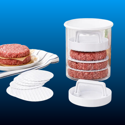 Burger Patty Container with Press Lid