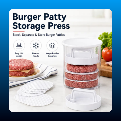 Burger Patty Container with Press Lid