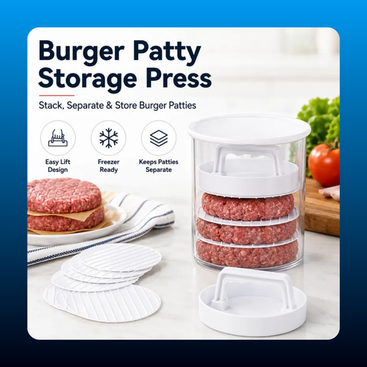 Burger Patty Container with Press Lid