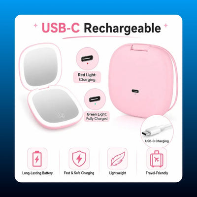 Rechargeable LED Compact Travel Mirror
