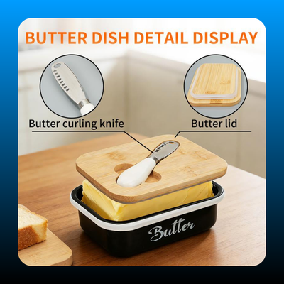 Butter Dish with Lid and Butter Curler Knife