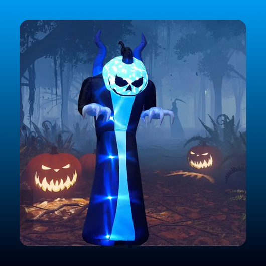 Inflatable Pumpkin Head Reaper with LEDs