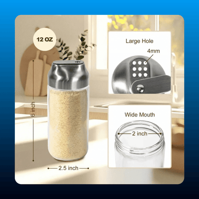 Glass Spice Dispenser with Stainless Lid