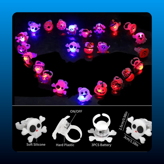 Light Up Halloween Rings (50 Pack)