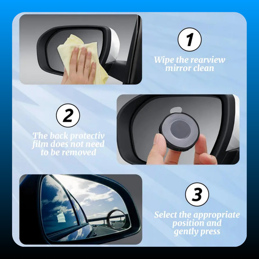 2PCS Round HD Glass Convex Rear View Mirror