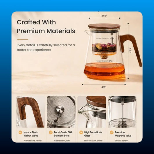 Magnetic Valve Glass Teapot with Infuser